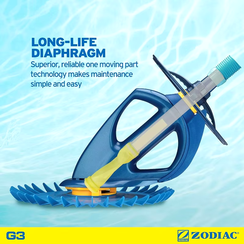 Low MaintenanceUnlike some pool cleaners that require frequent attention, the G3 is a set-it-and-forget-it device. Its single-moving-part technology means fewer breakdowns and less maintenance. In fact, a pool owner saves an average of 20 hours per month on pool cleaning by switching to an automatic pool cleaner like the Zodiac G3.