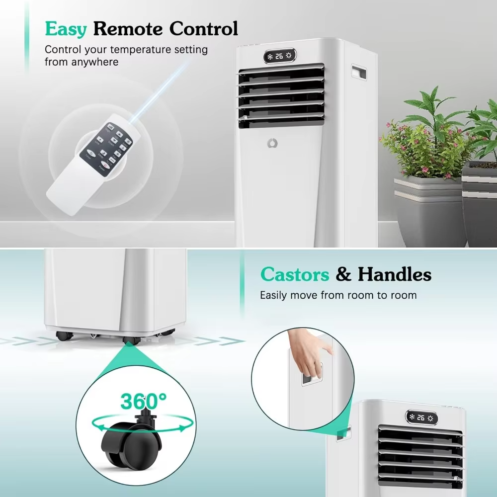 Easy Mobility: No more complex installations or hefty AC units that need professional help. Roll this AC wherever you need it—your bedroom, living room, or even your home office.