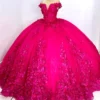 Hot Pink Lace Quinceañera Dress to Make Your Day Unforgettable