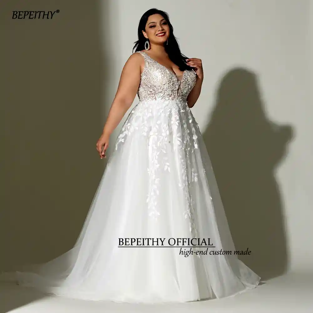 BEPEITHY Lace Boho Wedding Dress