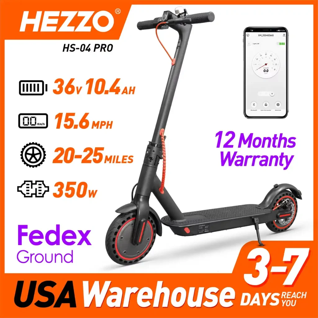 Compact and Portable: Weighing just 15 kg, the HEZZO scooter folds easily to fit in tight spaces. Whether you’re storing it at home, the office, or even the trunk of your car, it’s hassle-free.