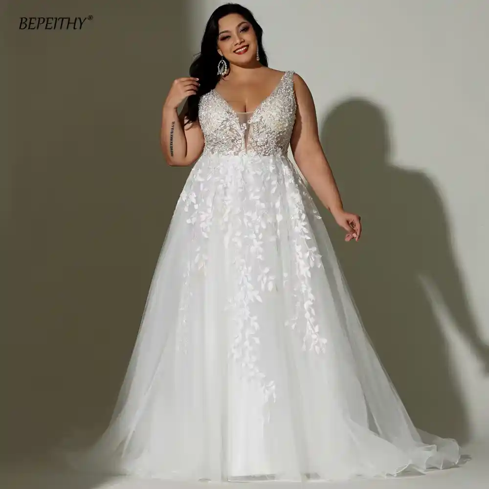 BEPEITHY Lace Boho Wedding Dress